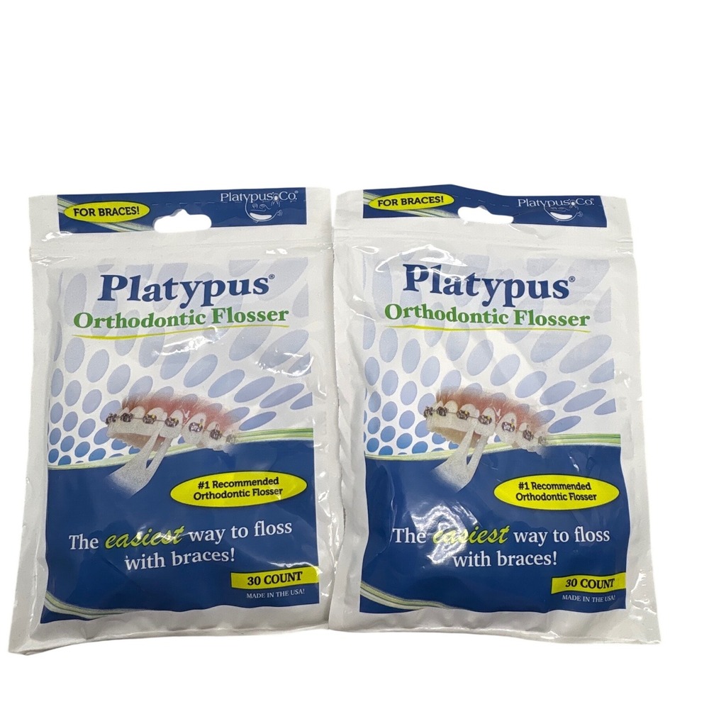 Platypus Orthodontic Flosser for Braces 30 Count Pack of 2 Total 60 Flossers